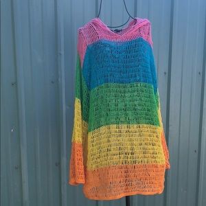 Crochet Rainbow Pullover Hoodie